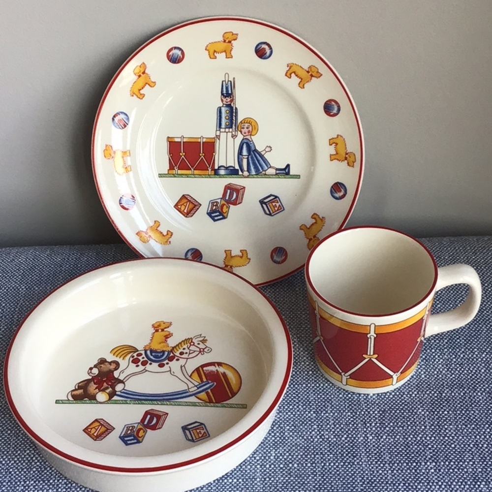 Tiffany & Co Toys Child’s Dinnerware Mug Bowl Plate 3pc Set Vintage